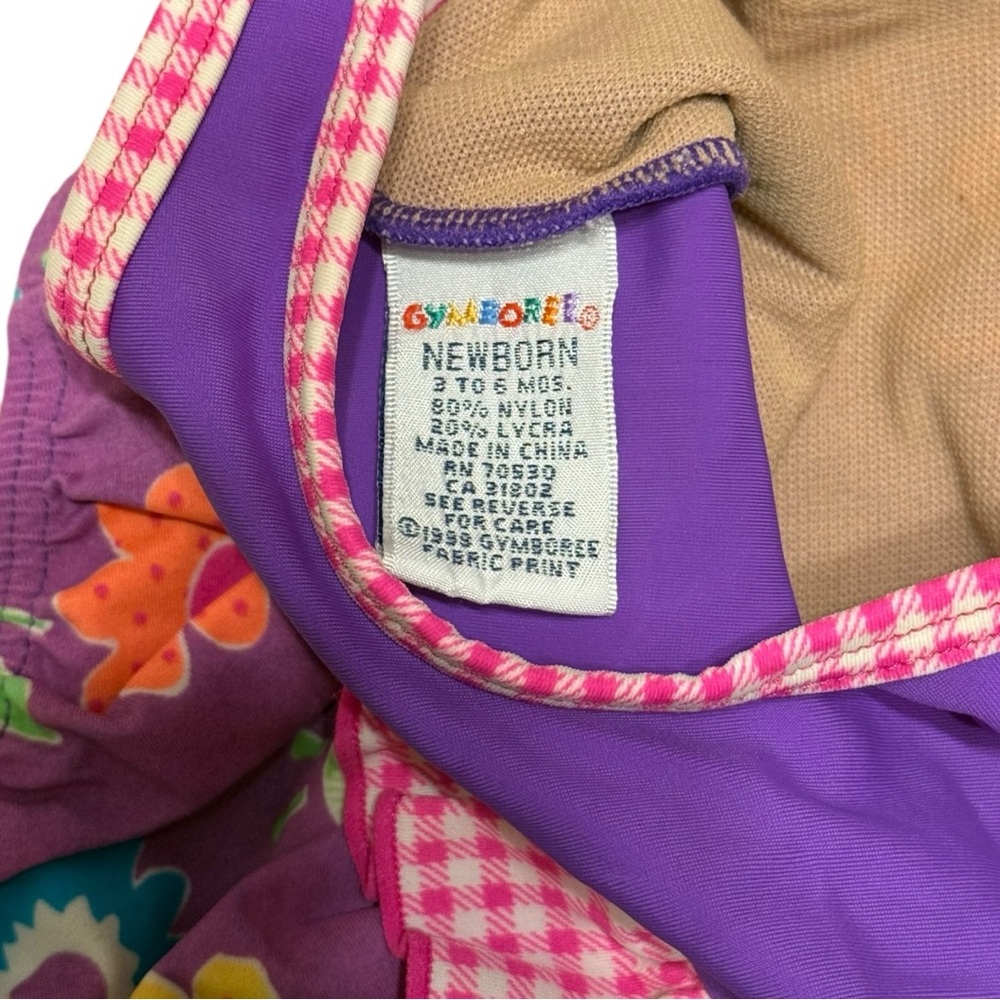 Vintage Gymboree Rainbow Tag Baby Girl Purple Floral Ruffle Swimsuit 3–6M - Picture 5 of 7